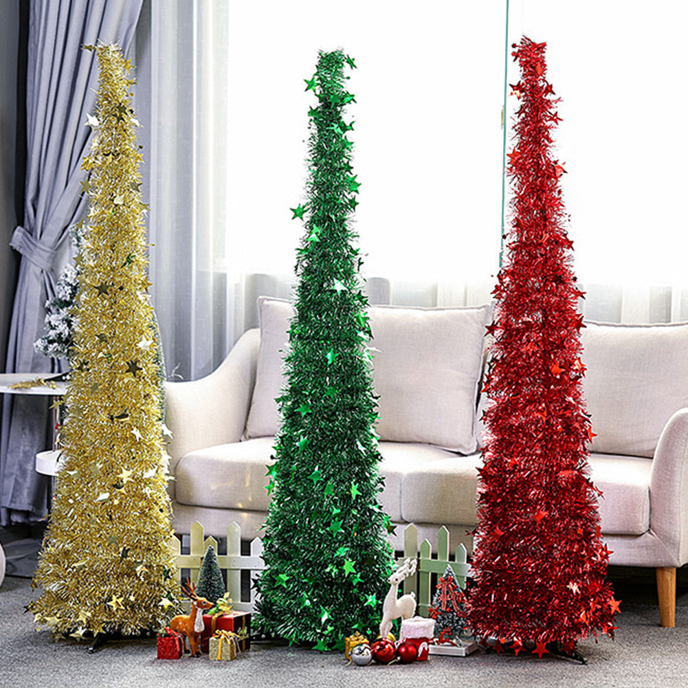 Artificial Tinsel Up Christmas Tree With Stand Gorgeous Collapsible Artificial Christmas Tree For Christmas Decorations