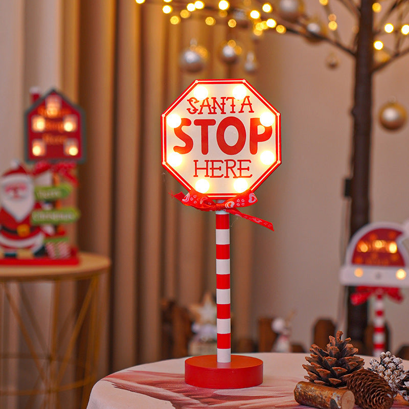 Christmas Road STOP Decorative Light Wooden