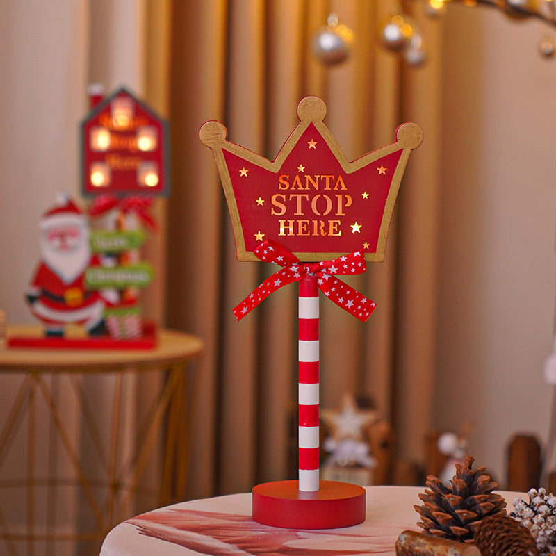 Christmas Road STOP Decorative Light Wooden